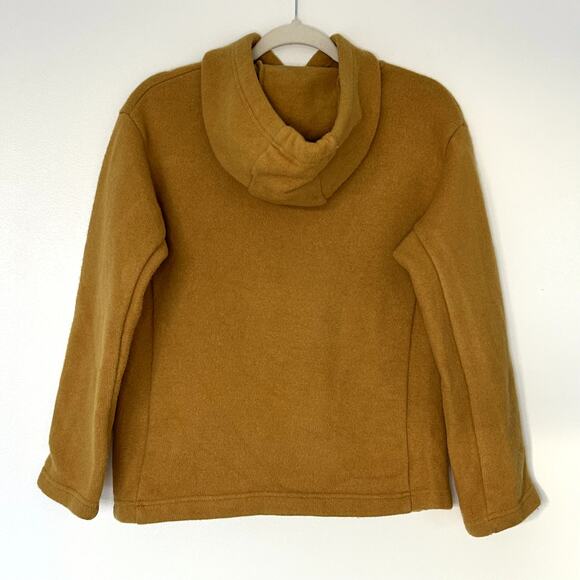 Alex Mill Boiled Wool 100% Merino Hoodie Sweater Mustard Yellow Cozy Classic EUC - Picture 12 of 14
